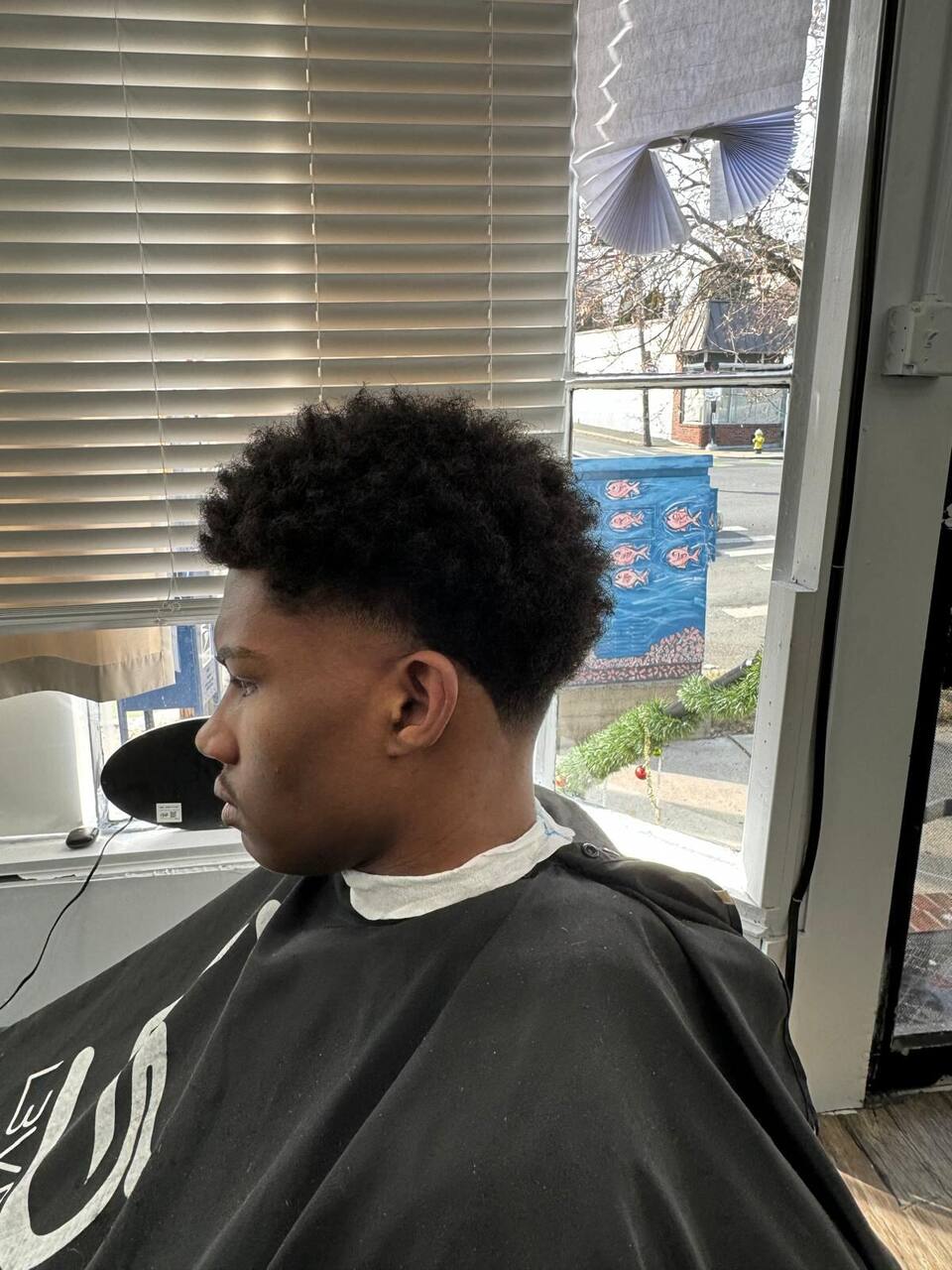 Afro with clean taper