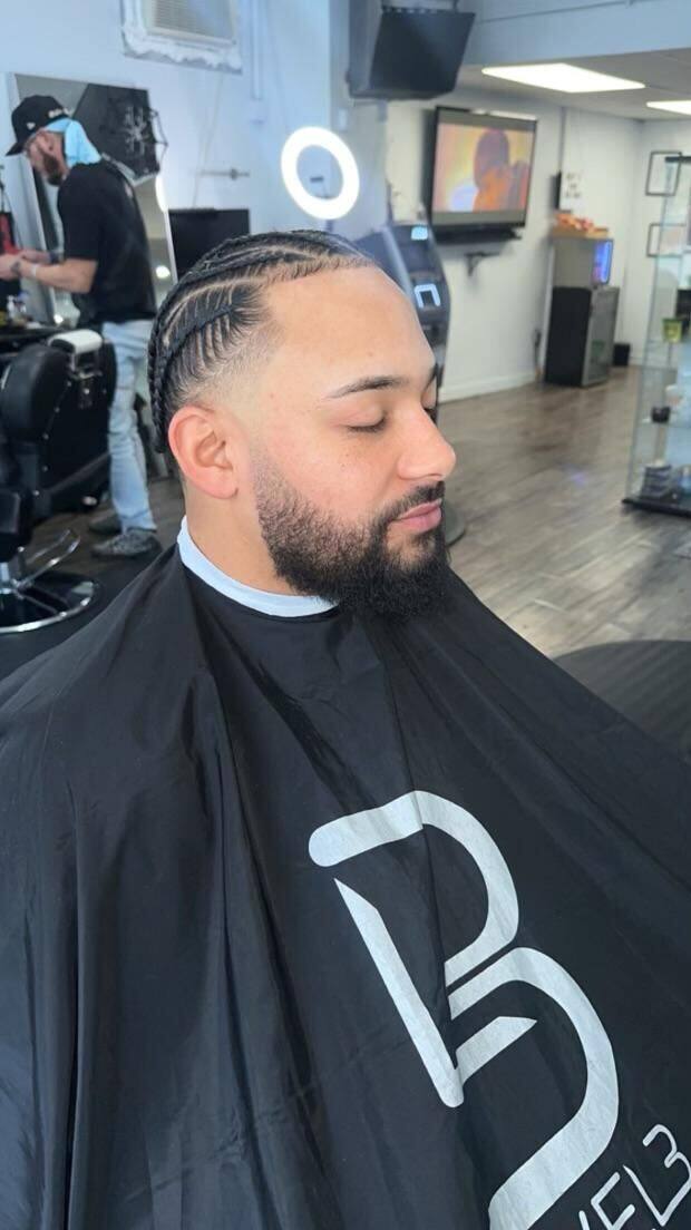 Cornrows with beard line-up