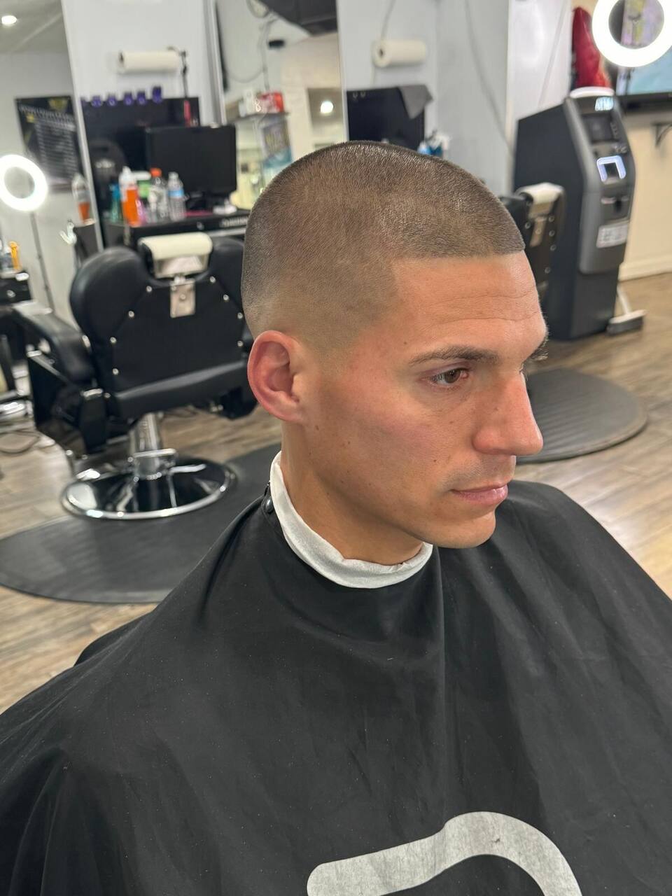 Buzz cut with bald fade